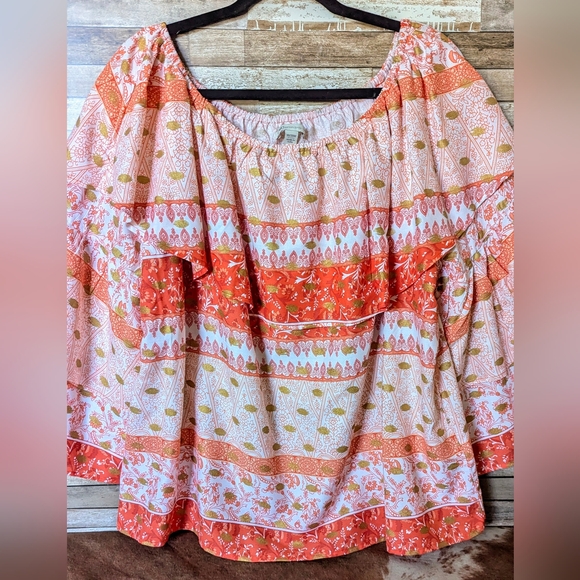 New Cato Paris Spring Tiger Lily Ruffled Blouse With Flared Sleeves - Picture 2 of 15